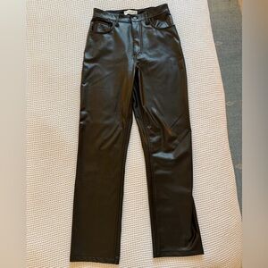 Abercrombie & Fitch Black High Rise Vegan Leather Straight Leg Jean